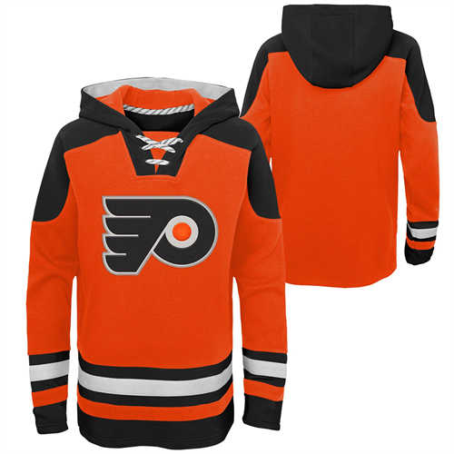 Philadelphia Flyers Blank Orange Ageless Must-Have Lace-Up Pullover Hoodie